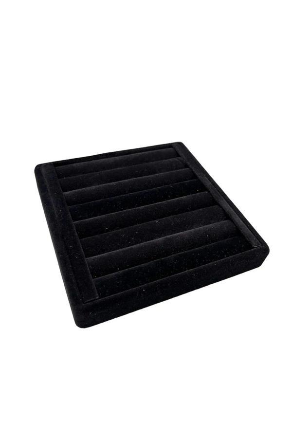 Megass Dekor Süet Kumaş Siyah Renk 15 Cm / 15 Cm Yüzük Sergileme Standı - Image 1