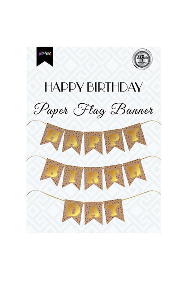 Alsepeteavm Happy Birthday Kraft Zemin Altın Harf Afiş - Image 1