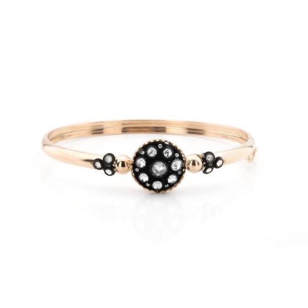 Elmas Montürlü Rose Gold Kaplama Gümüş Kelepçe - Image 1