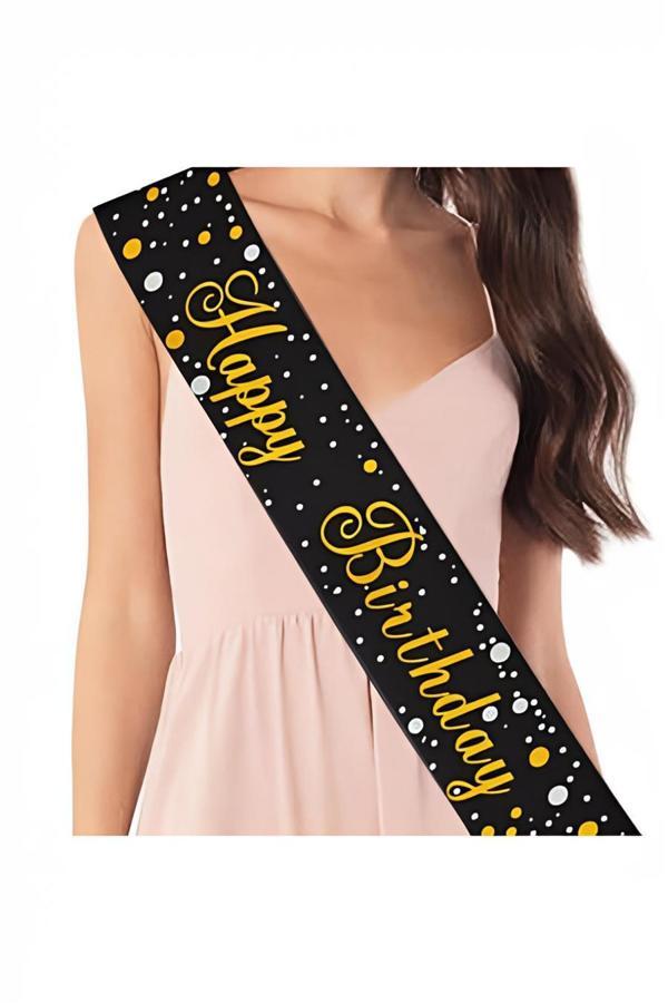 Alsepeteavm Happy Birthday Baskılı Varaklı Lüks Kuşak - Image 1