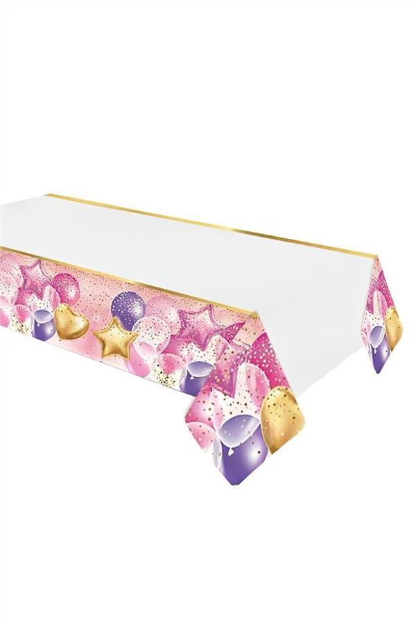 Alsepeteavm Uçan Balonlar Pembe Plastik Masa Örtüsü 120x180cm - Image 1