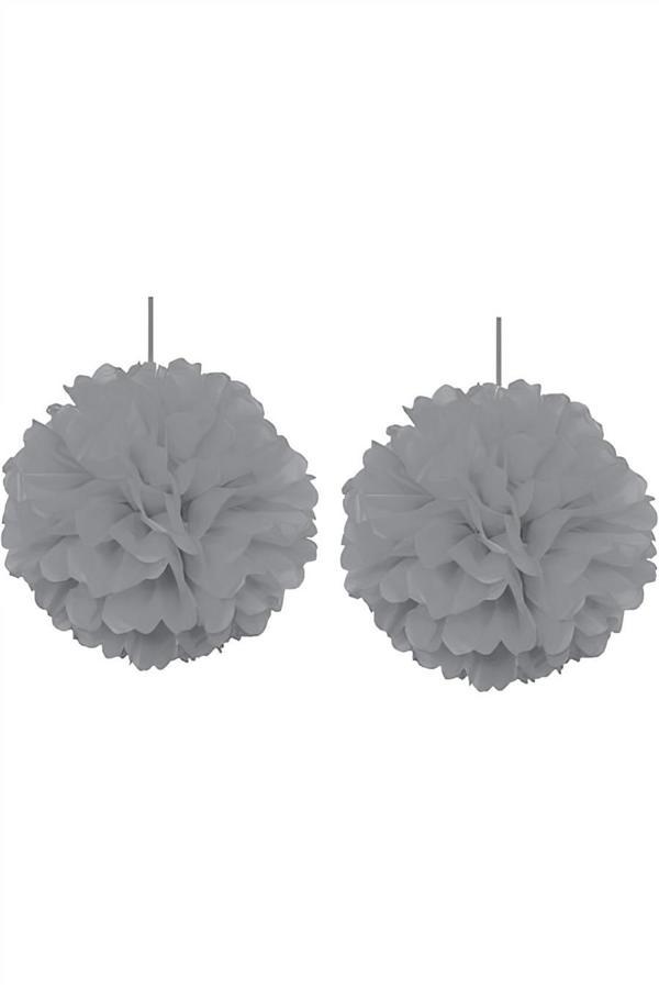 Alsepeteavm Gümüş Ponpon Süs 30 cm 2'li - Image 1