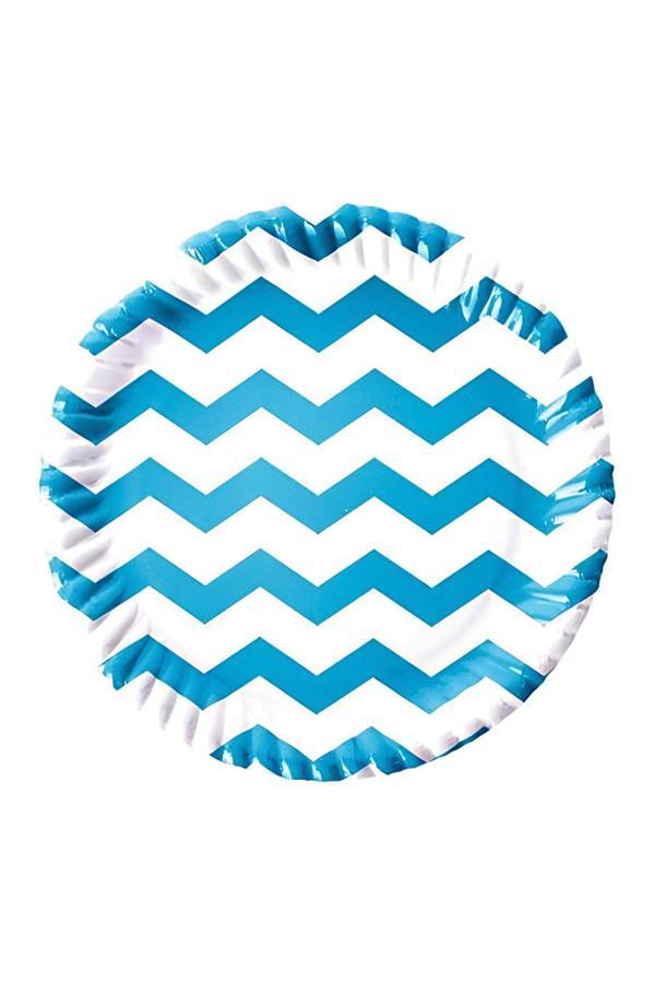 Alsepeteavm Turkuaz Zigzag Karton Tabak 23cm - Image 1
