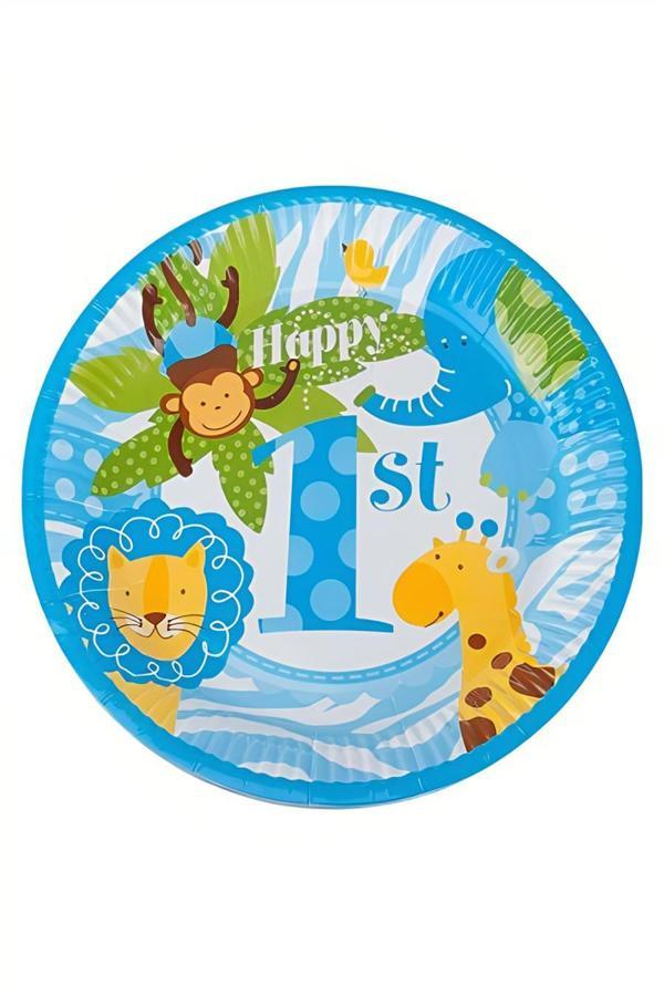 Alsepeteavm Cheerful Animals Paper Plates Blue - Image 1