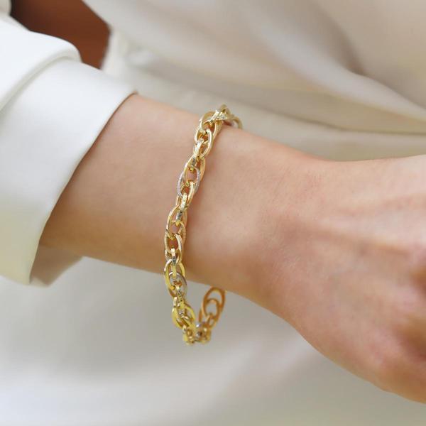 Üç Zincirli Hallow Gold Gümüş Bileklik - Image 1