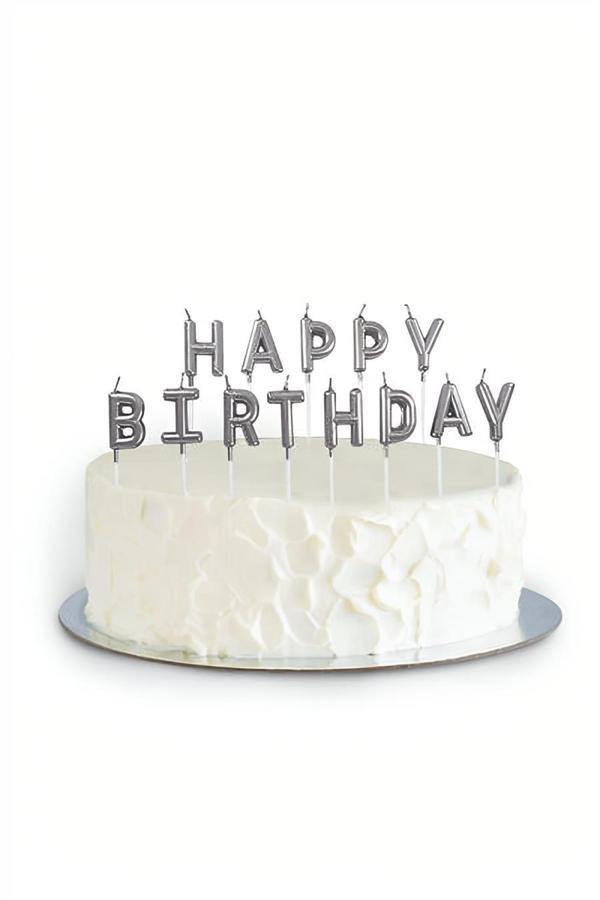 Alsepeteavm Metalik Gümüş Happy Birthday Set Mum - Image 1
