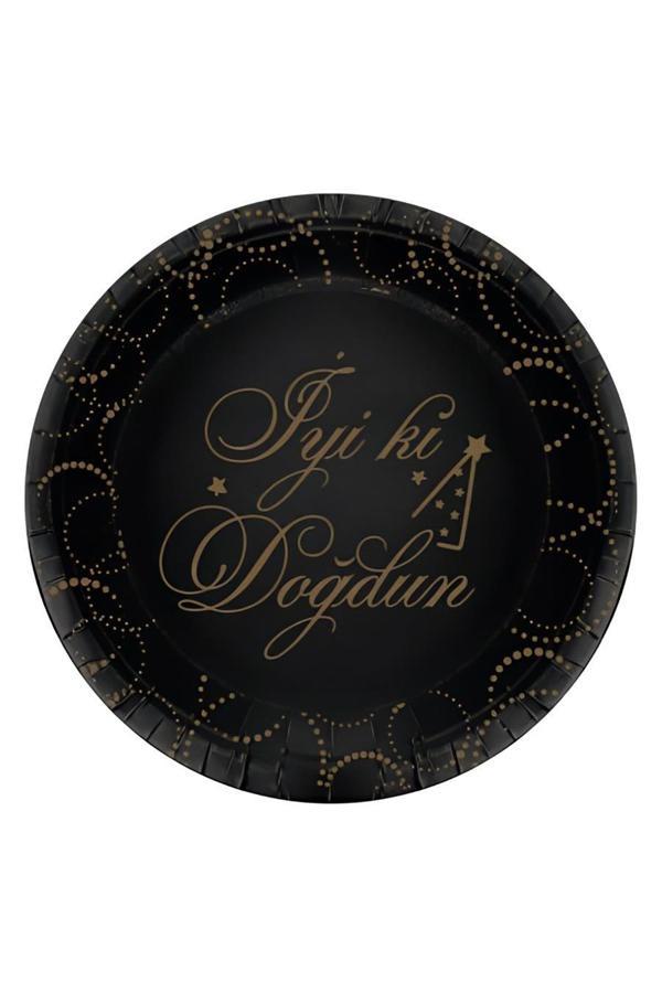 Alsepeteavm Black İyi Ki Doğdun Elegant Paper Plates - Image 1