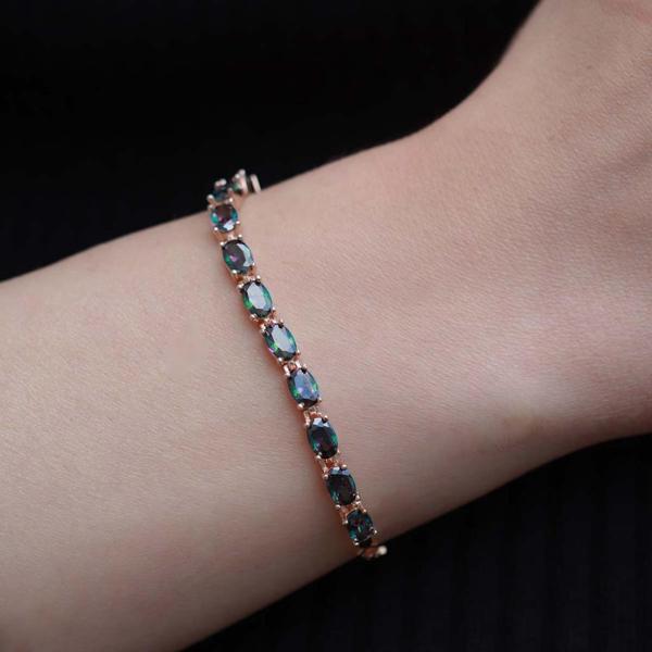 Mistik Topaz Taşlı Rose Gold Kaplama Gümüş Bileklik - Image 1