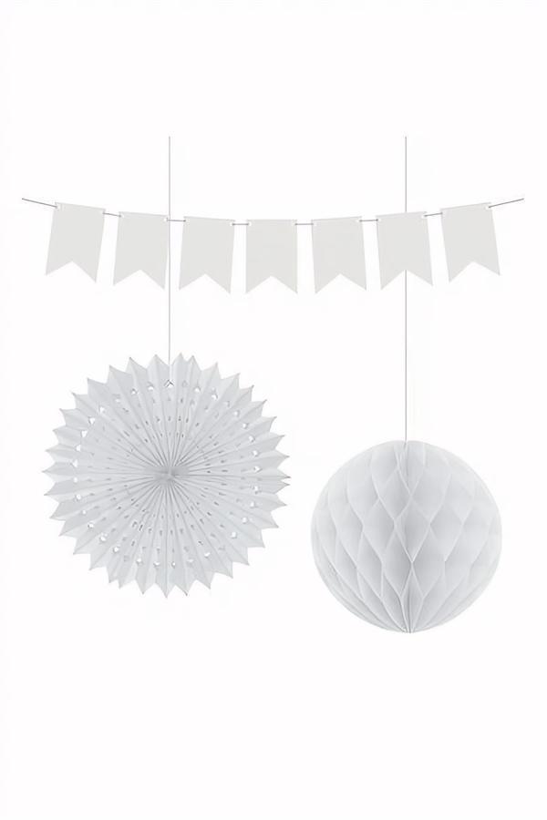 Alsepeteavm White Paper Decoration Set - 3pcs - Image 1