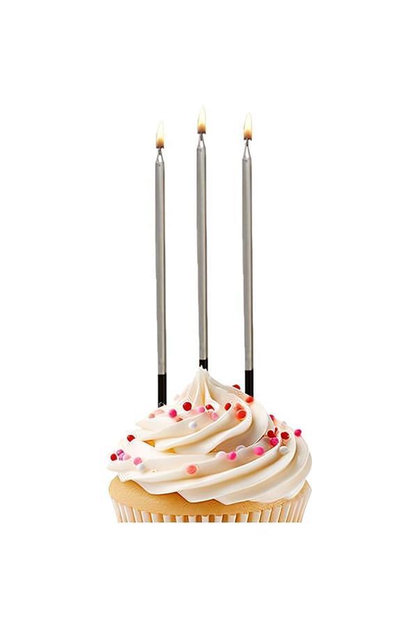 Alsepeteavm Silver Birthday Candles - Image 1