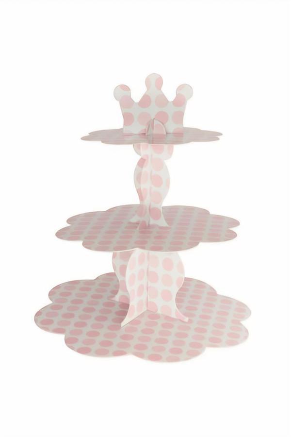 Alsepeteavm Pink Metallic Polka Dot Cupcake Stand - Image 1
