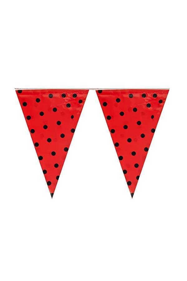 Alsepeteavm Red Triangle Flag Banner with Black Polka Dots - Image 1