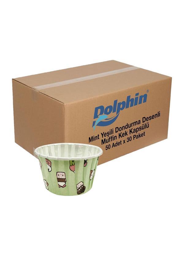 Alsepeteavm  Dolphin Kağıt Muffin Kek Kapsülü Dondurma Desenli 50 Adet X 30 Paket-koli - Image 1