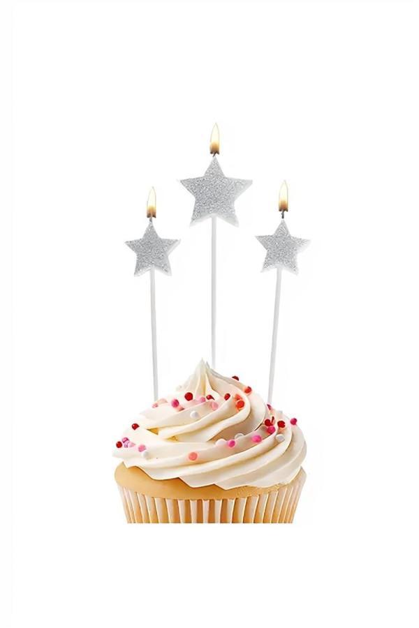 Alsepeteavm Party Candles - Silver Stars - Image 1