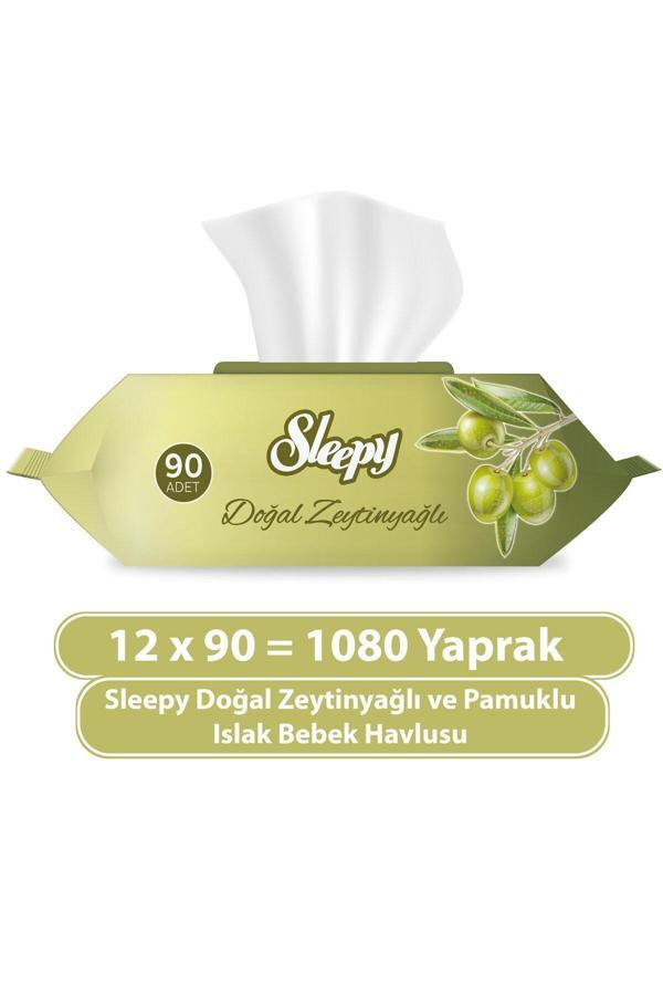 Sleepy Doğal Zeytinyağlı ve Pamuklu Islak Bebek Havlusu 12X90 (1080 Yaprak) - Image 1