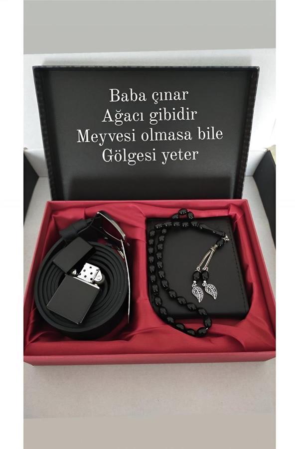 Alsepeteavm Babaya Doğum Günü Hediyesi Cüzdan Kemer Tesbih Çakmak Seti - Image 1