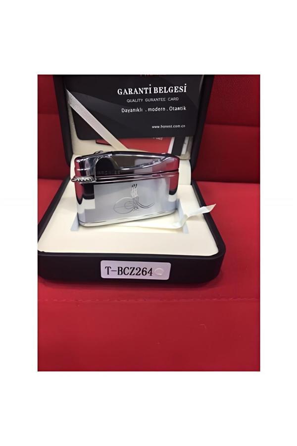 Alsepeteavm Tuğralı Gazlı Gümüş Gri Model Çakmak - Image 1