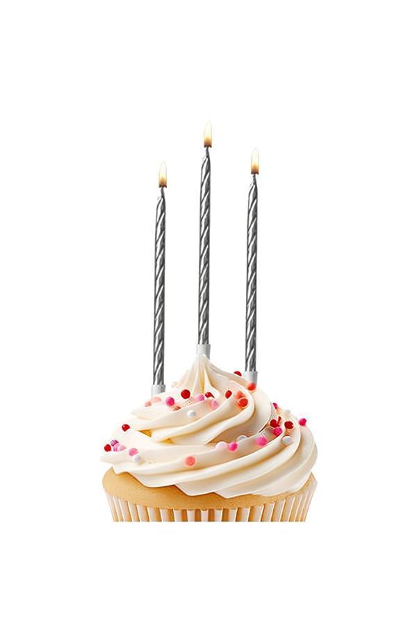 Alsepeteavm Silver Glitter Curly Candles - Image 1