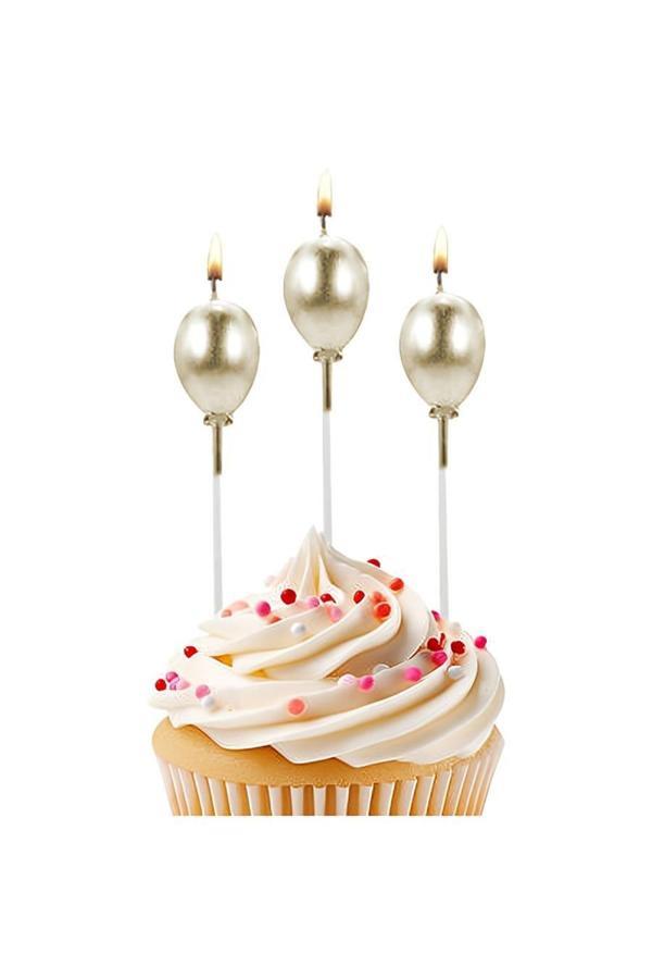 Alsepeteavm Metallic Gold Balloon Shaped Candles - Image 1