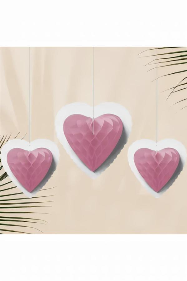 Alsepeteavm Heart Paper Honeycomb Balls - 3 pcs - Image 1