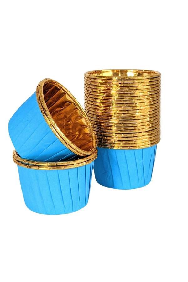 Alsepeteavm  Dolphin Muffin Kek Kapsülü Mavi-altın 25li - Image 1