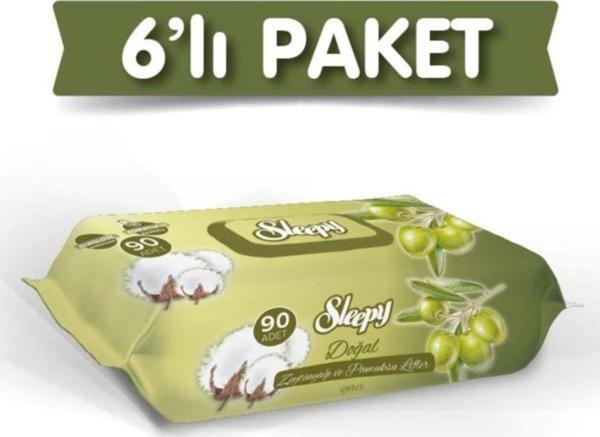 Sleepy Zeytinyağlı Islak Havlu 6x90 Lı 6 Paket 540 Yaprak - Image 1
