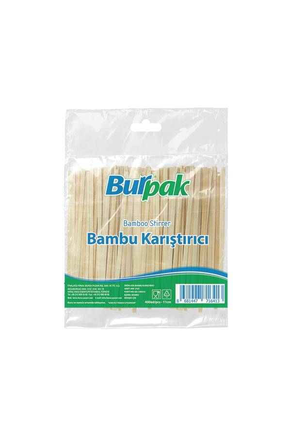 Alsepeteavm  Burpak Bambu Tahta Karıştırıcı 11cm Poşetli 400lü - Image 1