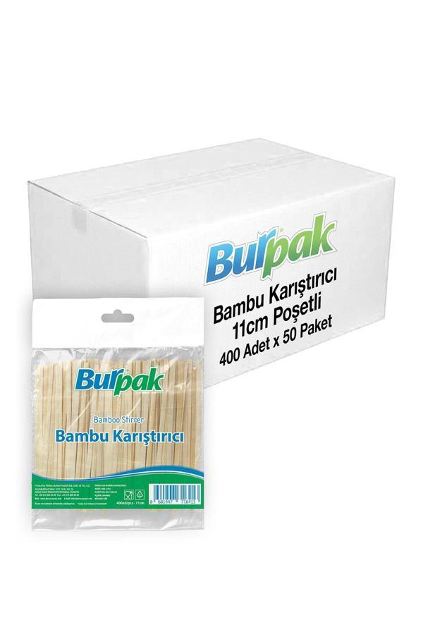 Alsepeteavm  Burpak Bambu Tahta Karıştırıcı 11cm Poşetli 400lü X 50 Paket (koli) - Image 1