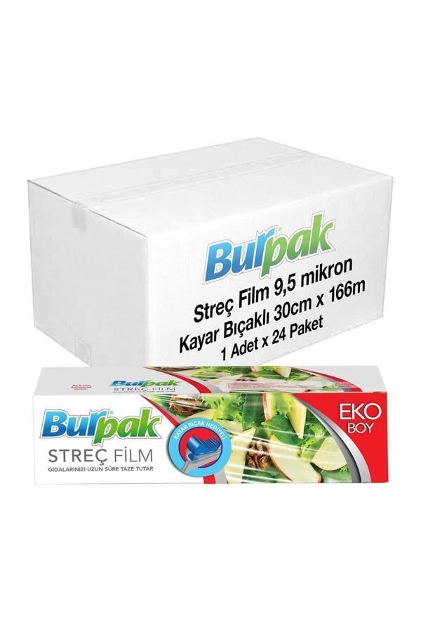 Alsepeteavm  Burpak Kayar Bıçak Hediyeli Streç Film 30cm X 166m 10mic X 24 Paket (koli) - Image 1