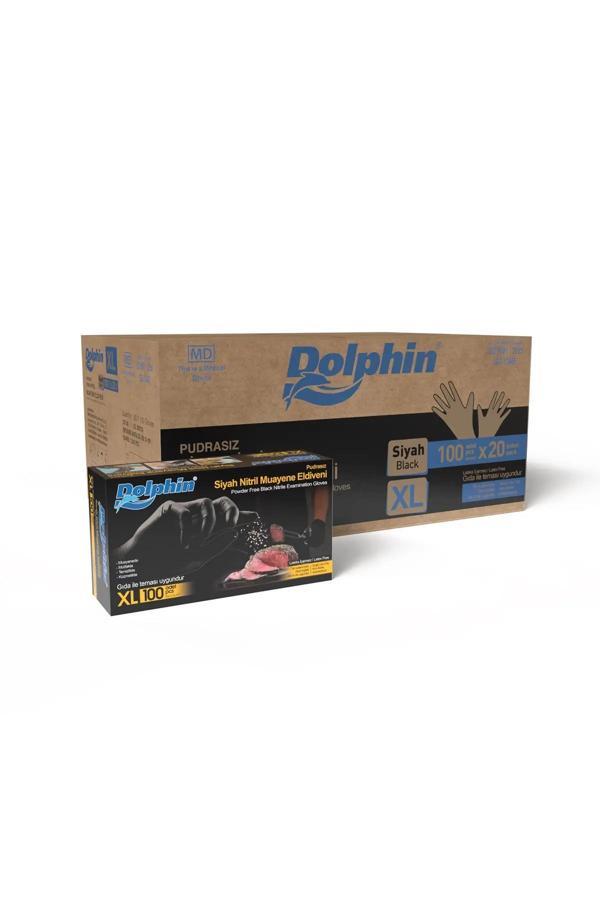 Alsepeteavm  Dolphin Siyah Çok Amaçlı Nitril Muayene Eldiveni Xl Beden | 20 Paket Koli - Mdr - Image 1