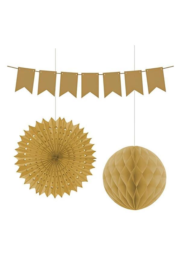 Alsepeteavm Gold Paper Decoration Set - 3pcs - Image 1