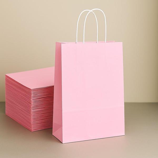 Alsepeteavm  Roll-up Kraft Çanta Pembe Büyük Boy 31x41cm 25li - Image 1