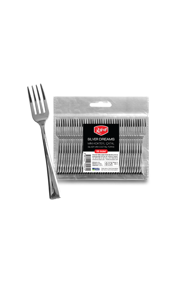 Alsepeteavm  Roll-up Metal Görünümlü Mini Kokteyl Çatalı 9,5cm 50li - Image 1