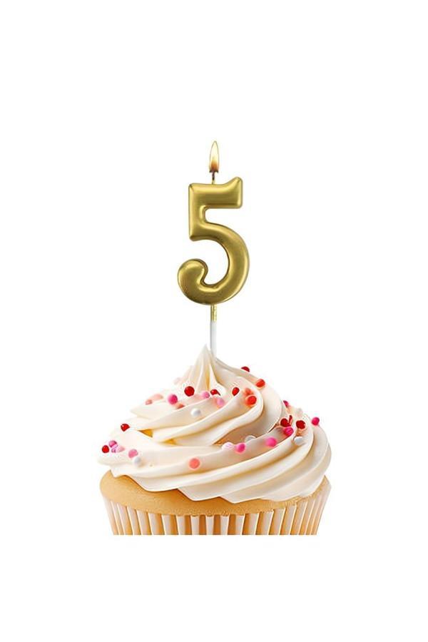 Alsepeteavm Gold Stick Numeral Candles 7cm No: 5 - Image 1
