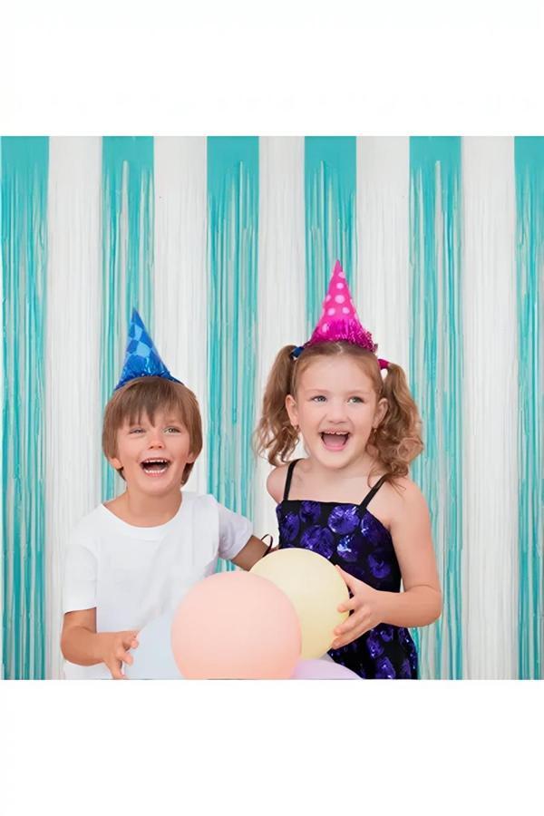 Alsepeteavm Foil Fringe Curtain - Blue / White - Image 1