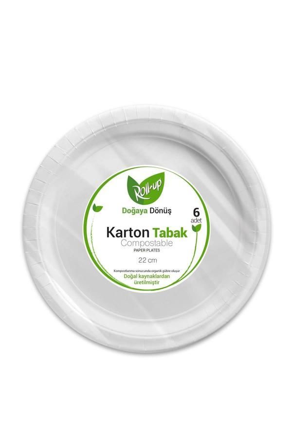 Alsepeteavm  Roll-up Doğa Dostu Karton Tabak 22cm 6lı - Image 1
