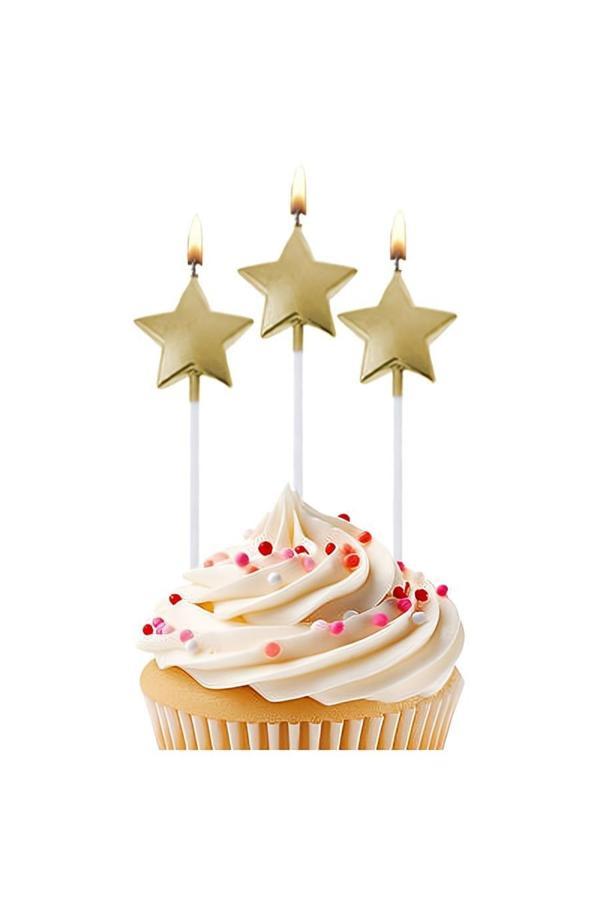 Alsepeteavm Metallic Gold Star Shaped Candles - Image 1