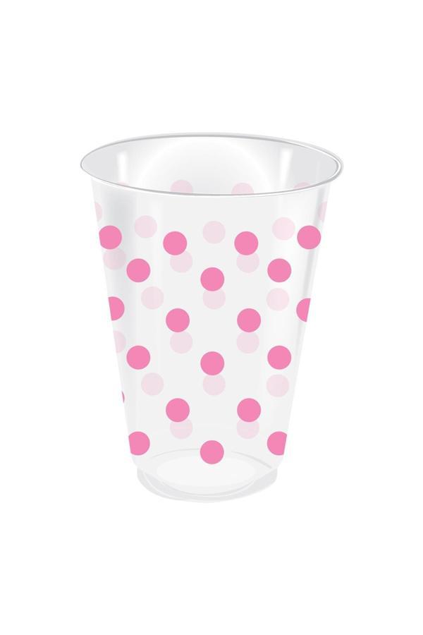 Alsepeteavm  Roll-up Plastik Bardak Pembe Puantiyeli Şeffaf 250cc 25li - Image 1