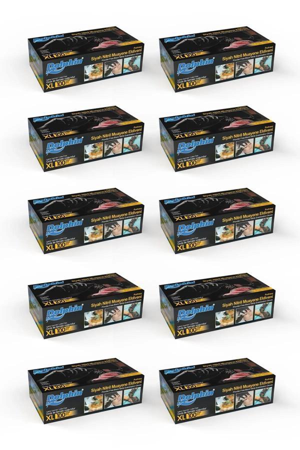 Alsepeteavm  Dolphin Siyah Çok Amaçlı Nitril Muayene Eldiveni Xl Beden | 10 Paket - Mdr - Image 1