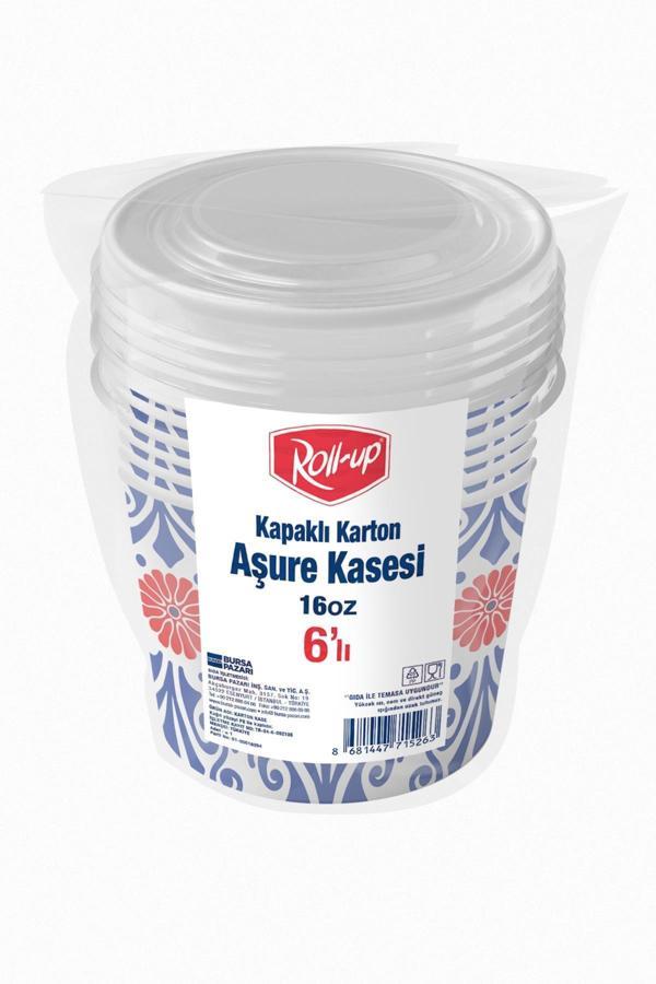 Alsepeteavm  Roll-up Kapaklı Karton Aşure Kasesi 6lı Set - Image 1
