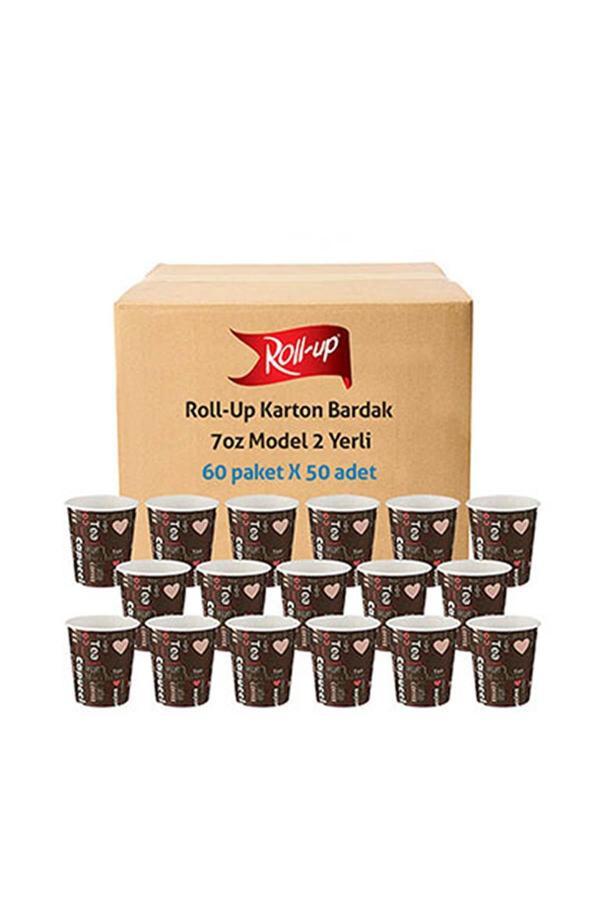 Alsepeteavm  Roll-up Karton Bardak 7 Oz Cafe Baskılı Kahverengi 3000 Adet - Image 1