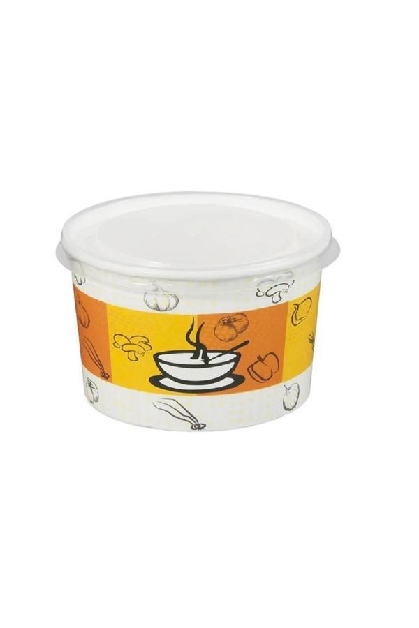 Alsepeteavm  Şeffaf Kapaklı Karton Çorba Kasesi 16oz 11x6cm 25li - Image 1