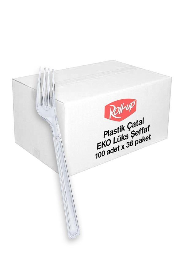 Alsepeteavm  Şeffaf Lüks Plastik Çatal 100lü X 36 Paket (koli) - Image 1