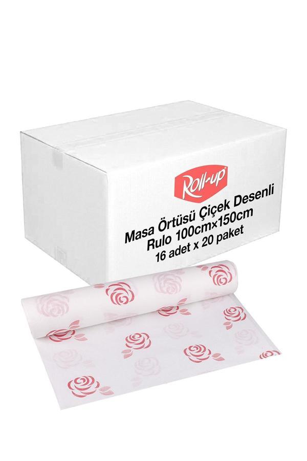 Alsepeteavm  Roll-up Rulo Kağıt Masa Örtüsü Çiçek Desenli 100 X 150cm 16 Yaprak X 20 Rulo (koli) - Image 1