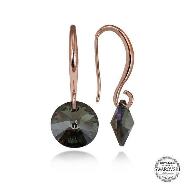 Alsepeteavm Swarovski Crystal Taşlı Gümüş Yeşil Taşlı Yuvarlak Sallantılı Kadın Küpe - Image 1