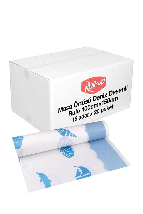 Alsepeteavm  Roll-up Rulo Kağıt Masa Örtüsü Marin Desenli 100 X 150cm 16 Yaprak X 20 Rulo (koli) - Image 1