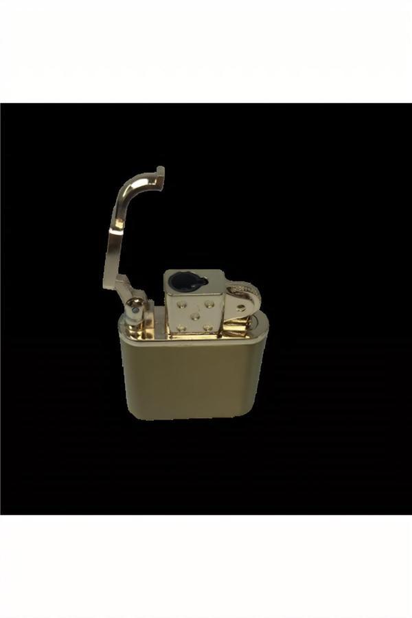 Alsepeteavm Kişiye Özel İBİKLİ GAZLI METAL TURBO ÇAKMAK GOLD - Image 1