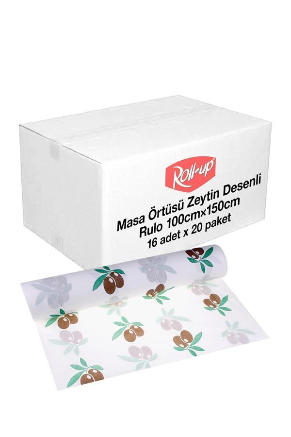 Alsepeteavm  Roll-up Rulo Kağıt Masa Örtüsü Zeytin Desenli 100 X 150cm 16 Yaprak X 20 Rulo (koli) - Image 1