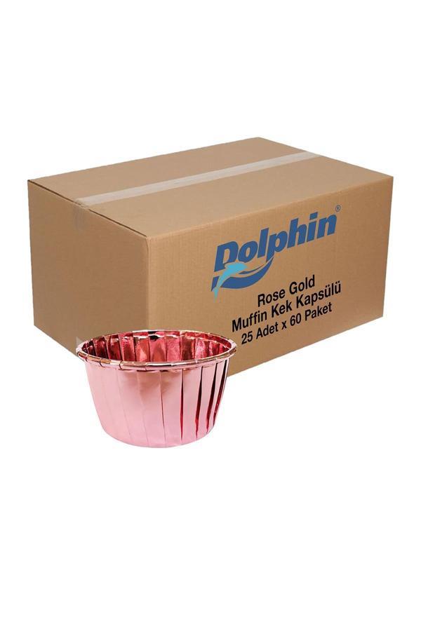 Alsepeteavm  Dolphin Muffin-kek Kapsülü Rose Gold 25 Adet X 60 Paket-koli - Image 1
