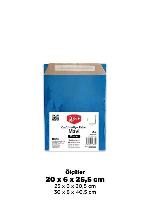 Alsepeteavm  Roll-up Kraft Hediye Paketi Mavi 20x6x25,5x4,5 25li - Image 1